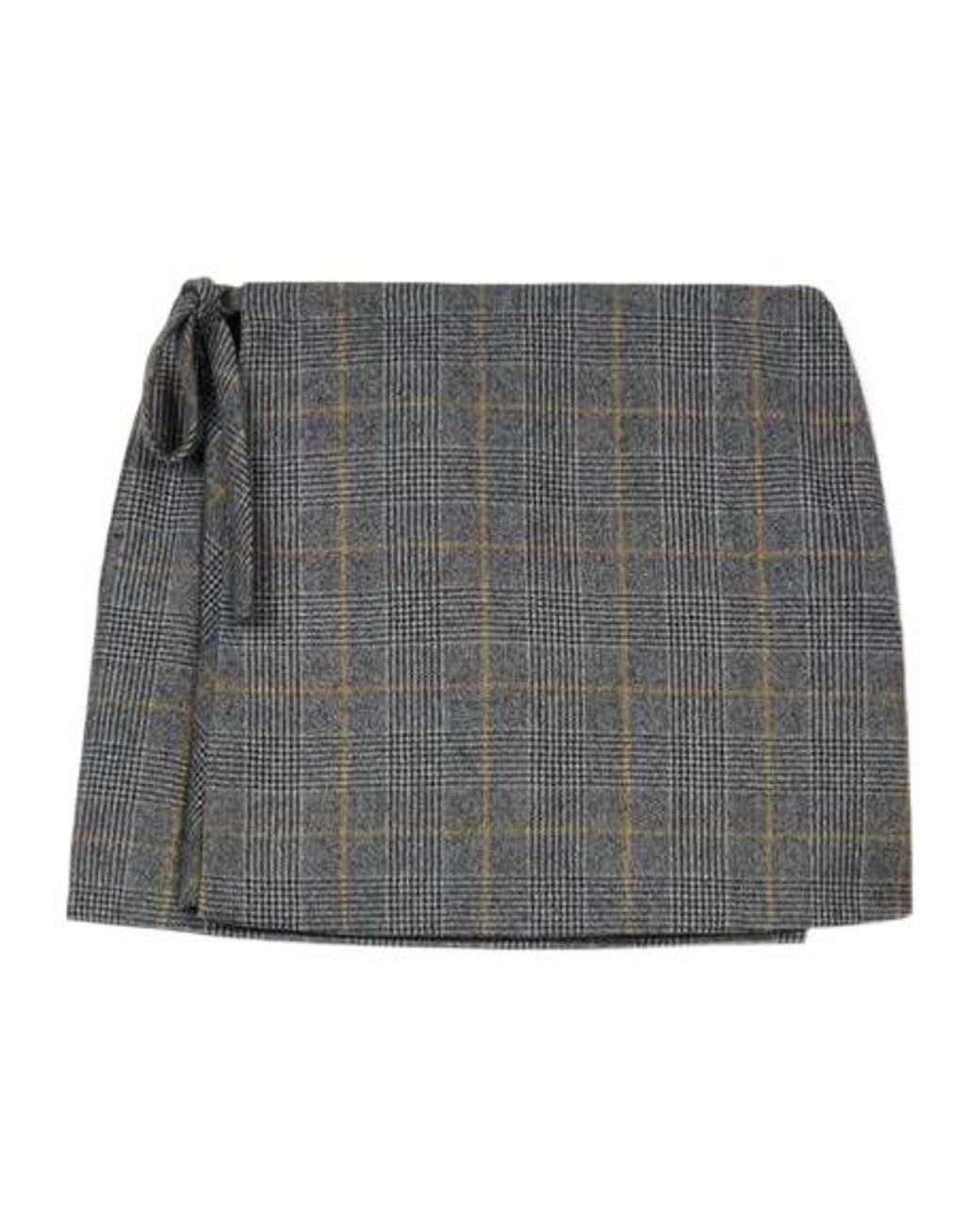 KENZO Gray Checked Wrapped Short Skirt