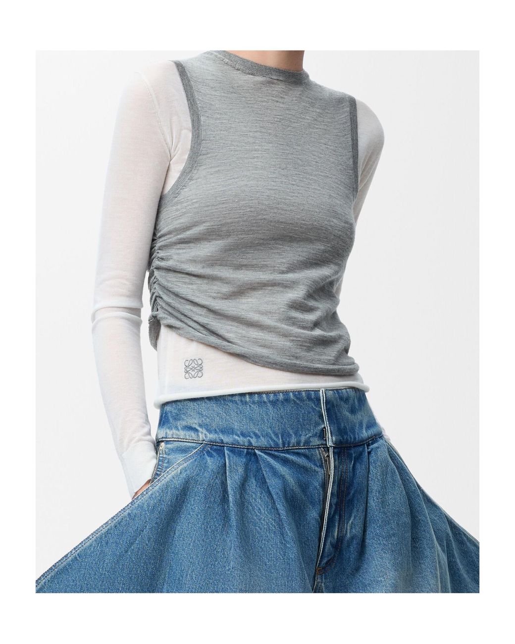 Loewe Gray Cashmere Draped Sweater