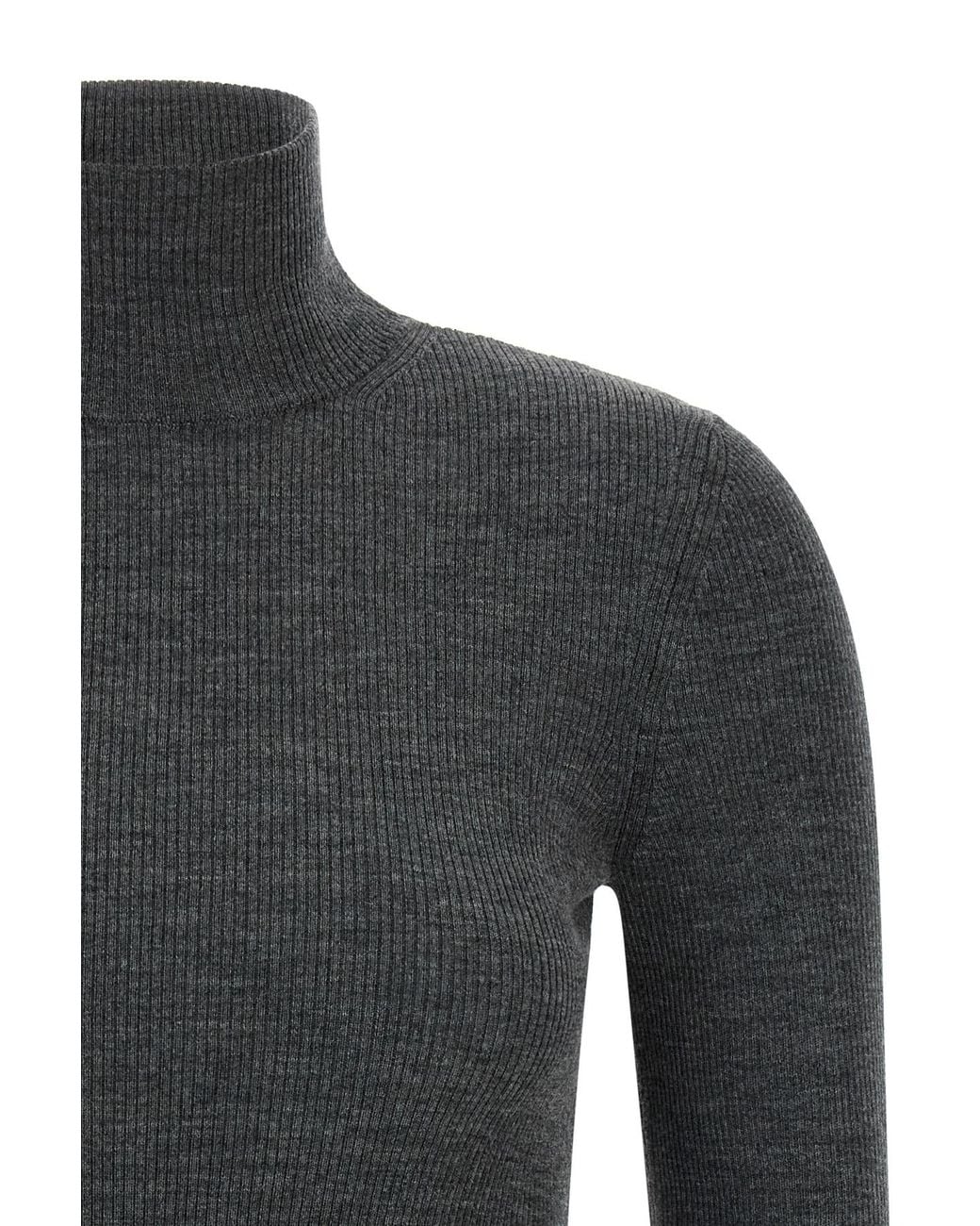 Max Mara Black Cavallo Ribbed Turtleneck Sweater