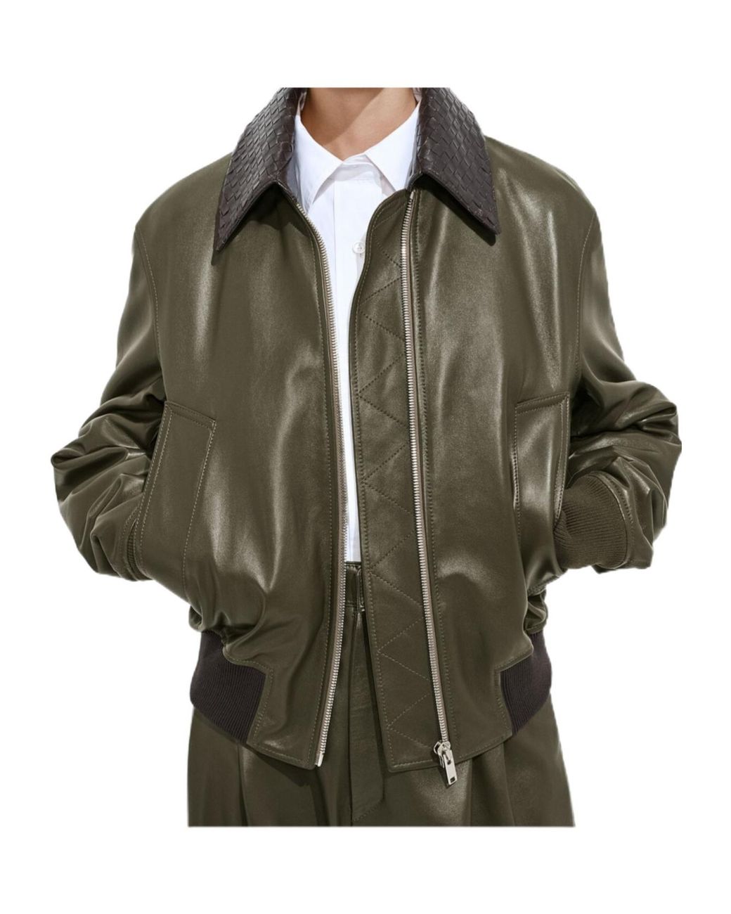 Bottega Veneta Brown Shiny Leather Blouson