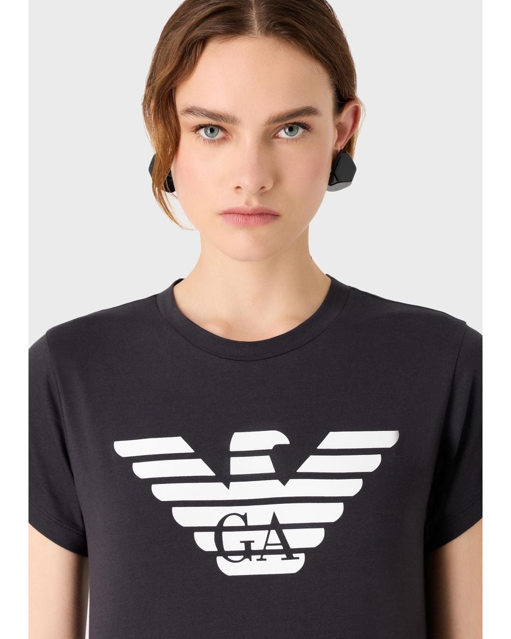Emporio Armani Black Logo Printed Crewneck T-Shirt