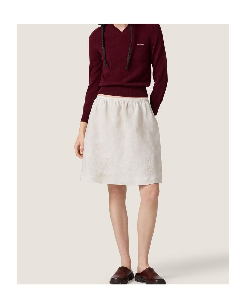 Miu Miu Red V-Neck Wool Cardigan