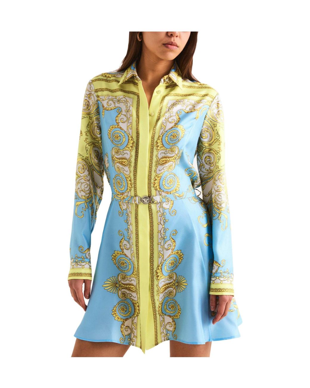 Versace Blue Print Long-Sleeve Shirt