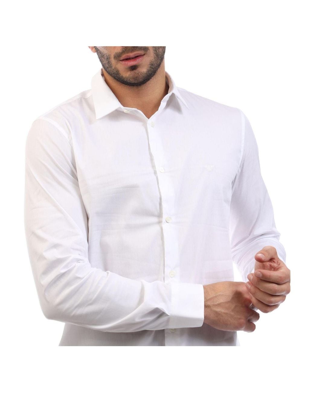 Emporio Armani White Solidcolor Longsleeve Shirt for men