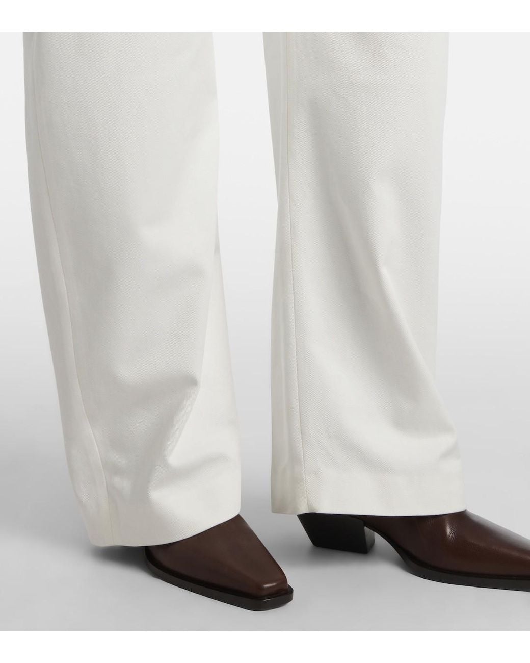 Brunello Cucinelli White Cotton Barrel-Leg Pants