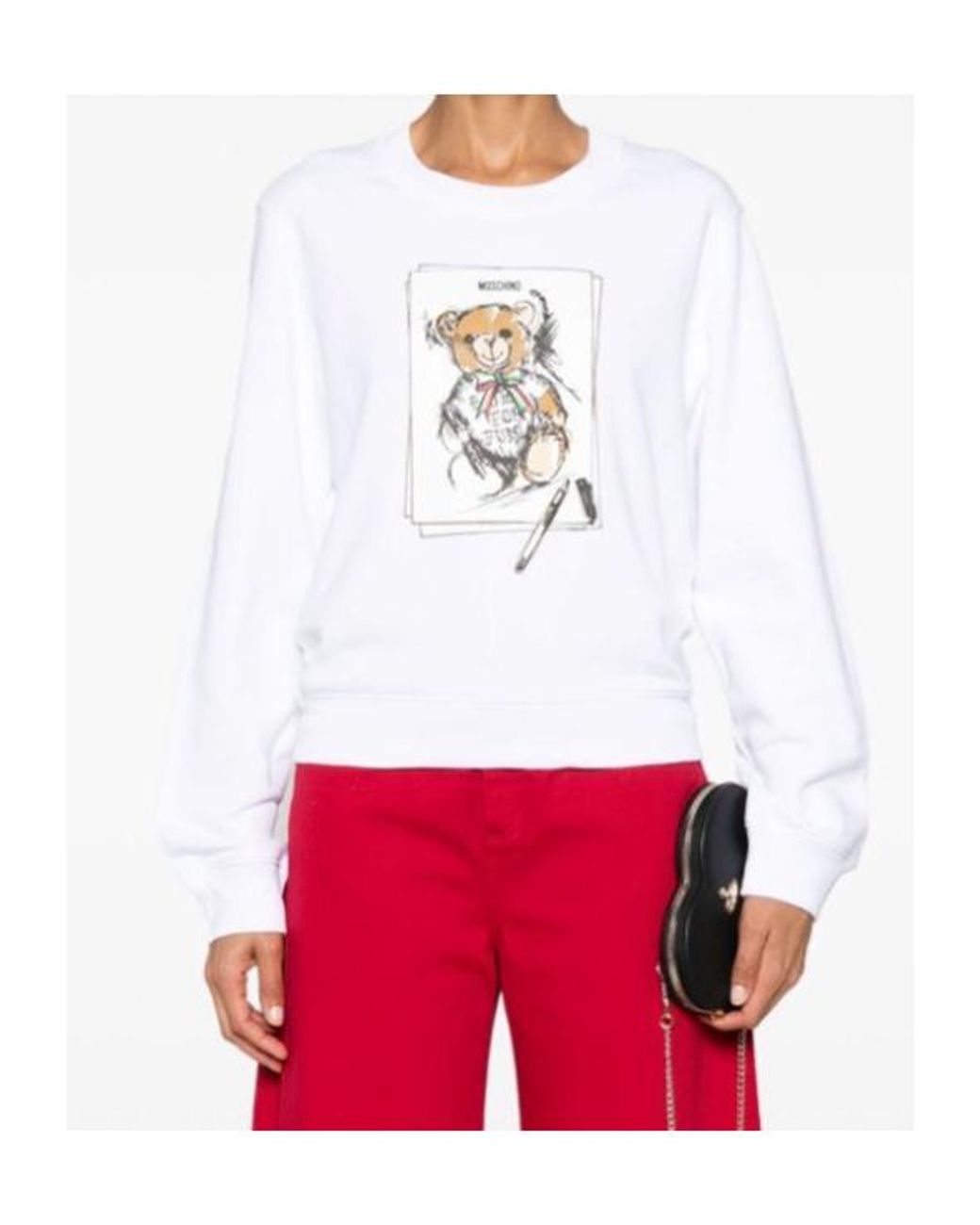 Moschino White Teddy Bear-Print Sweatshirt