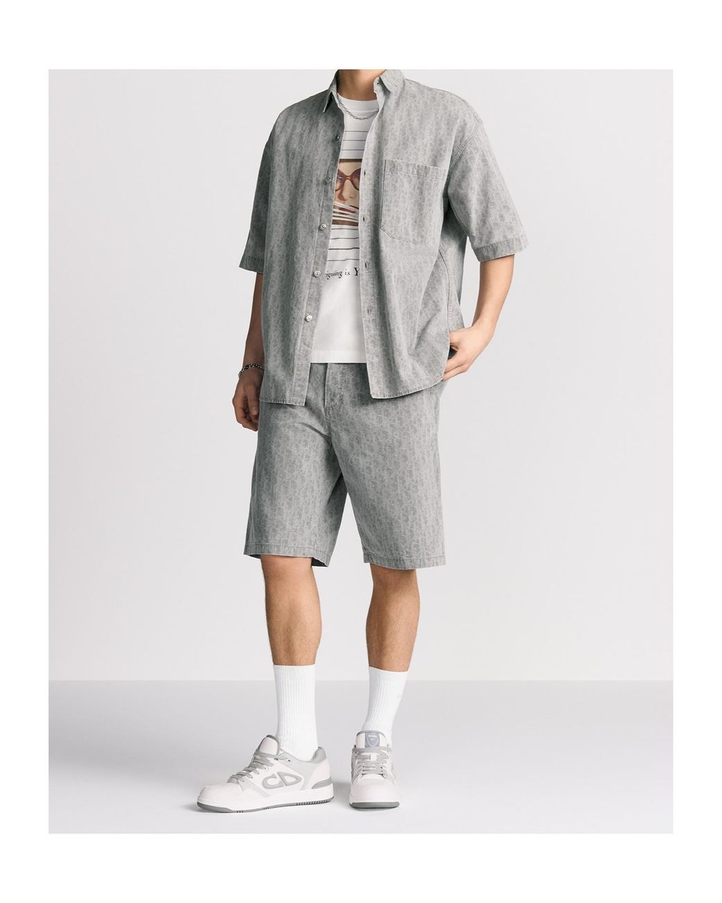 Dior Gray Homme Oblique Bermuda Shorts for men