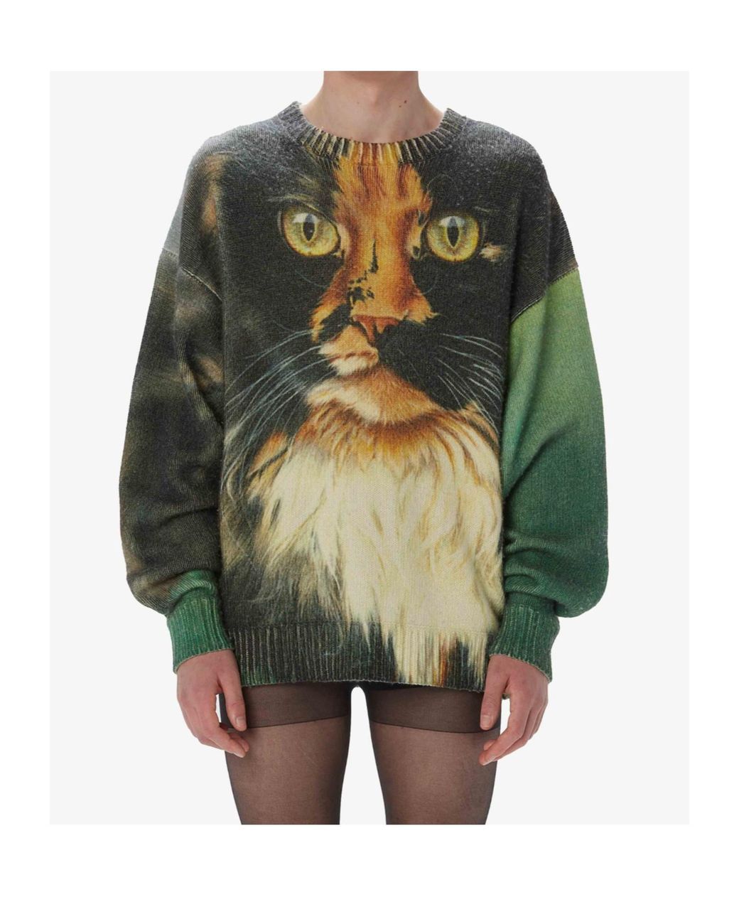 J.W. Anderson Green Jw Anderson Cat Printed Knitted Jumper for men