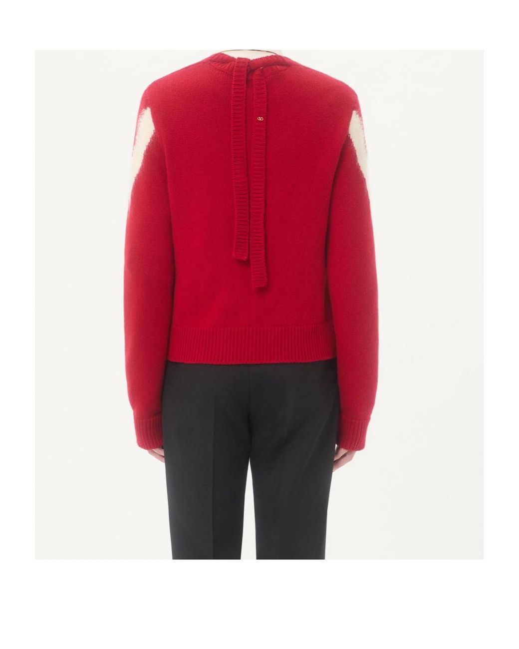 Valentino Red V-Neck Long-Sleeved Jumper for men