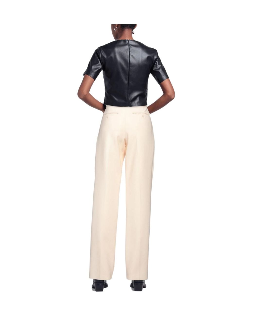 Sportmax Natural High-Waisted Straight-Leg Pants