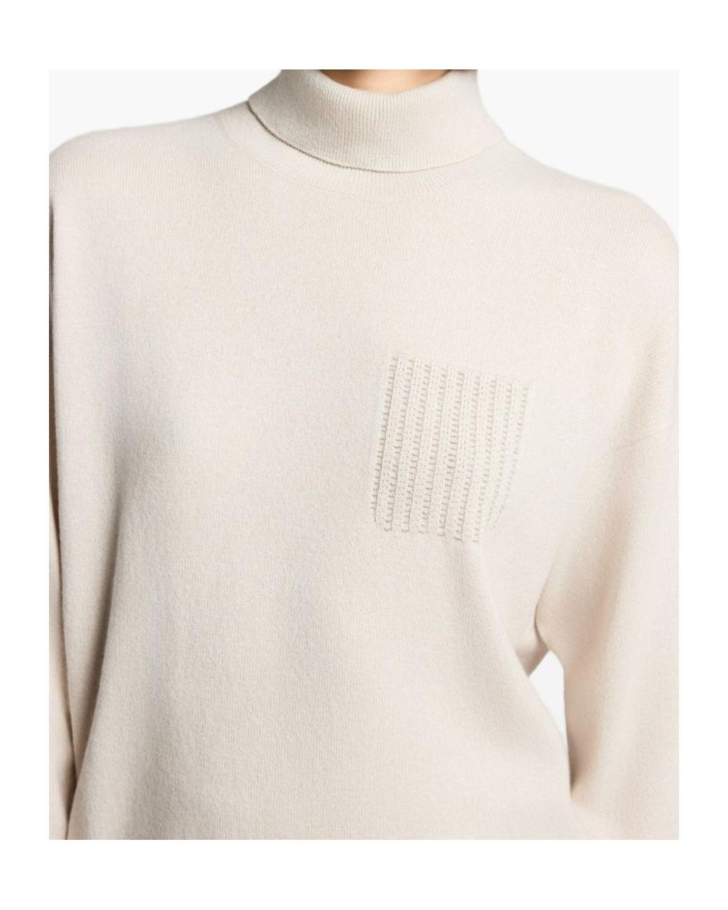 Peserico Natural Patch-Pocket Roll-Neck Jumper