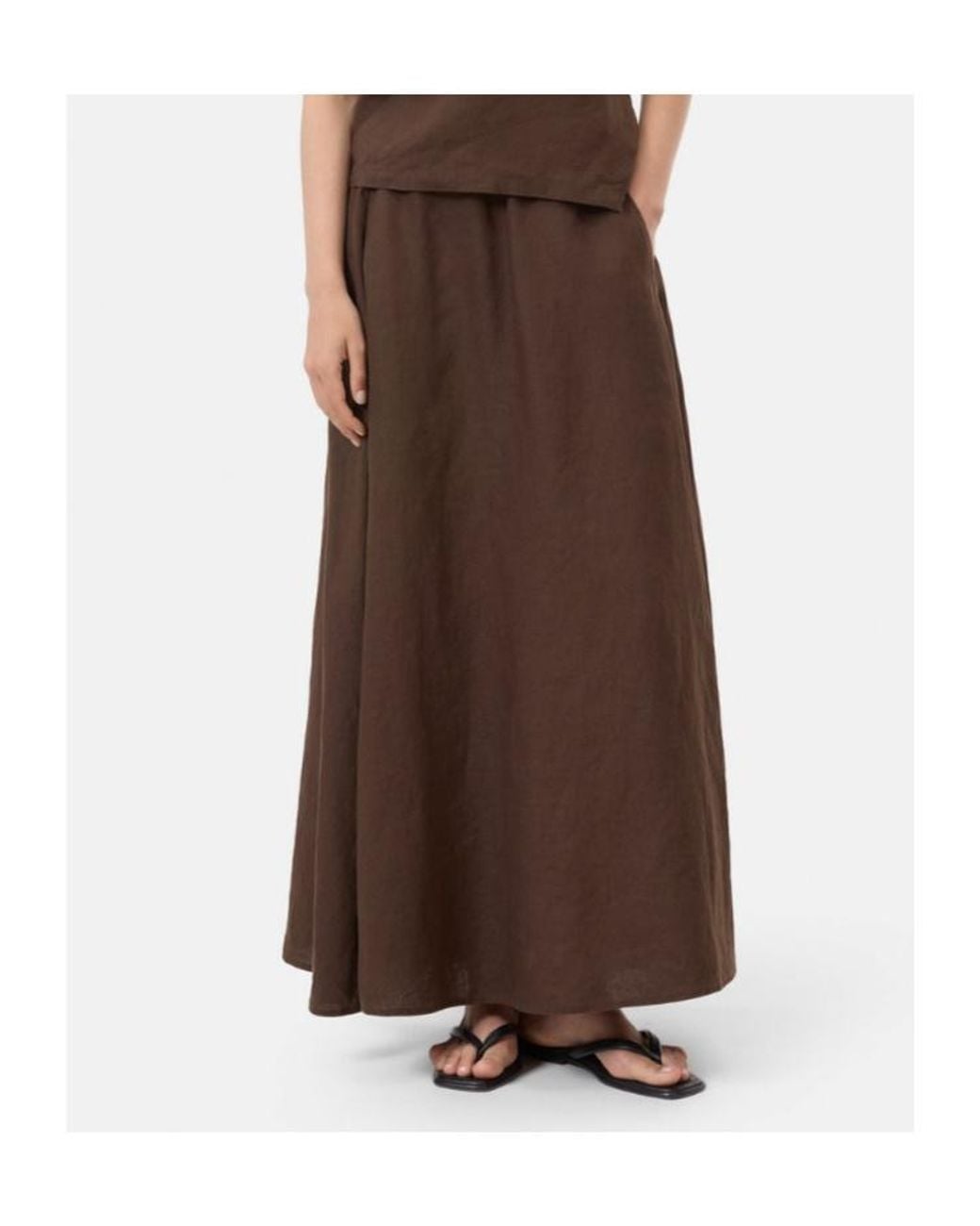 Closed Brown Drawstring Maxi Skirt