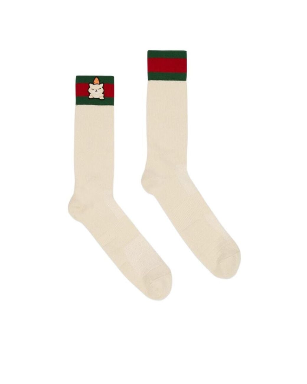 Gucci White Animal Decorated Socks for men