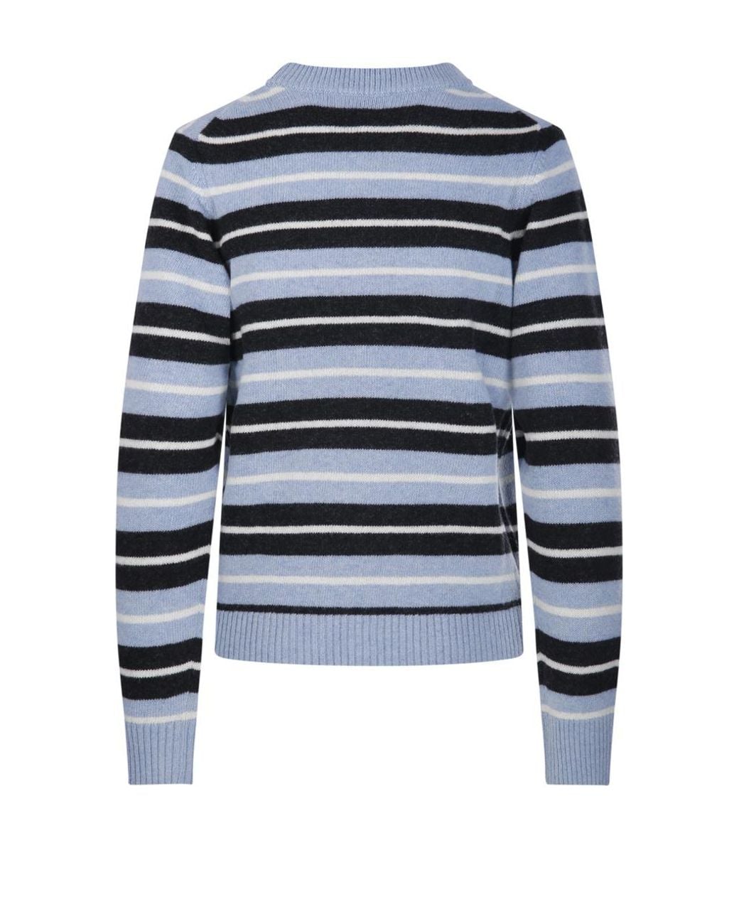 Ganni Blue Printed Striped Crewneck Jumper