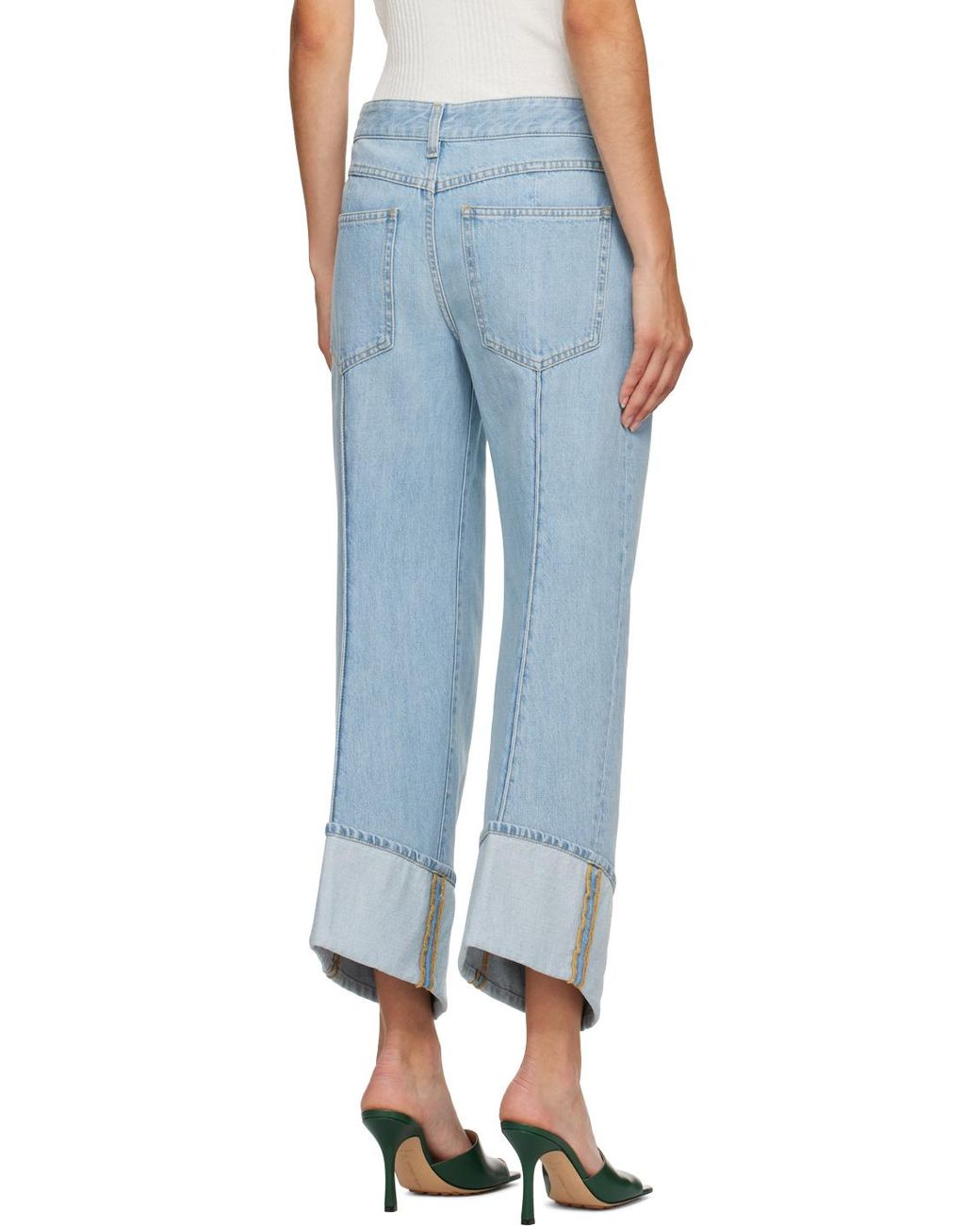 Bottega Veneta Blue Turn-Up Hem Denim Jeans