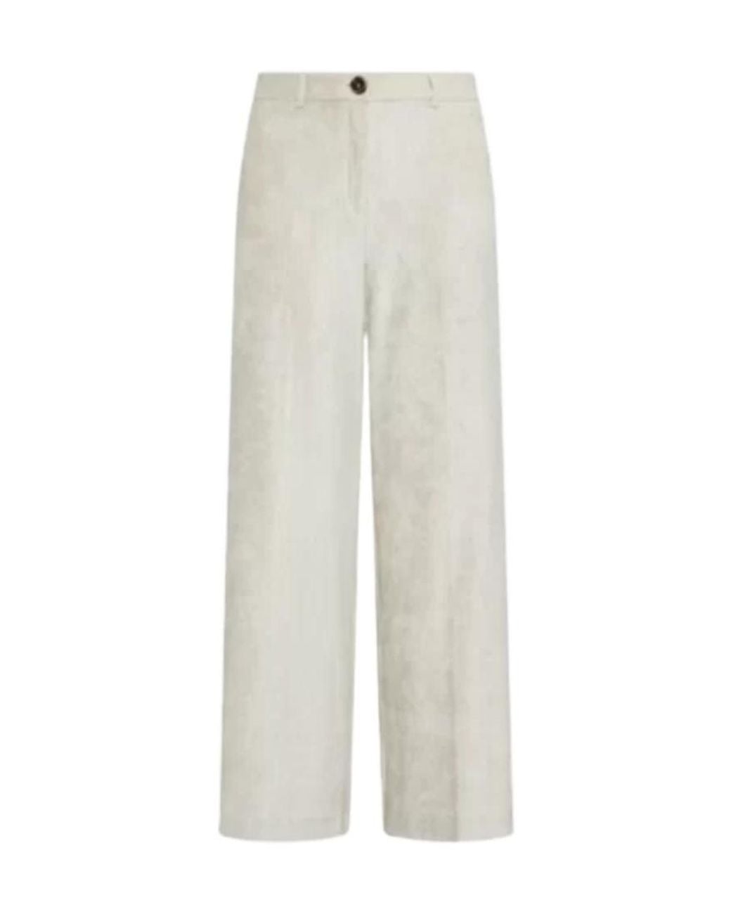 Marella White Casual Pants With Belt Loops