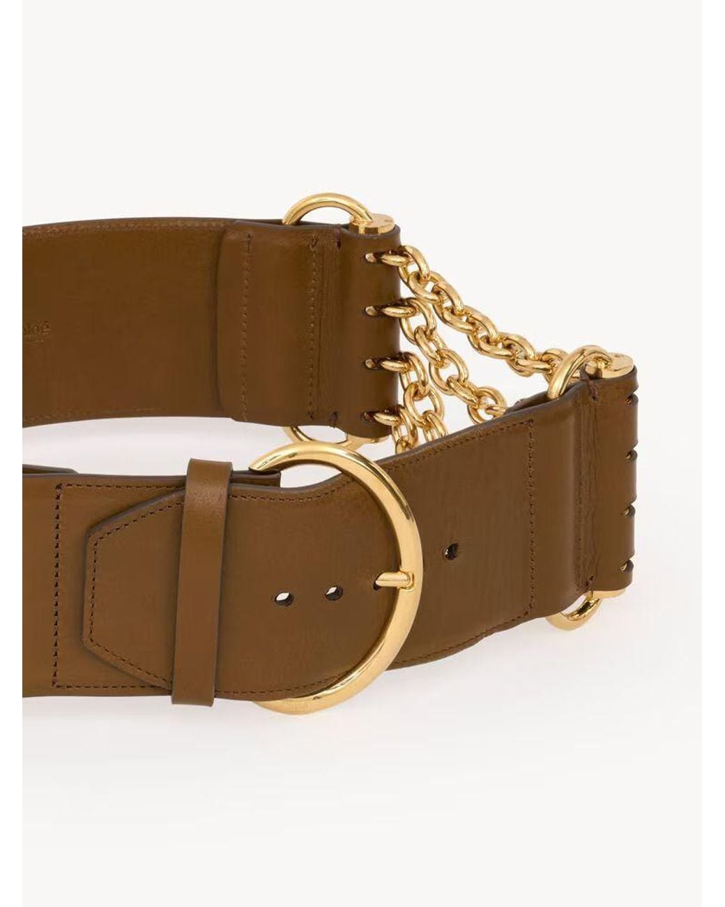 Chloé Brown Chloé Chain Detail Wide Belt
