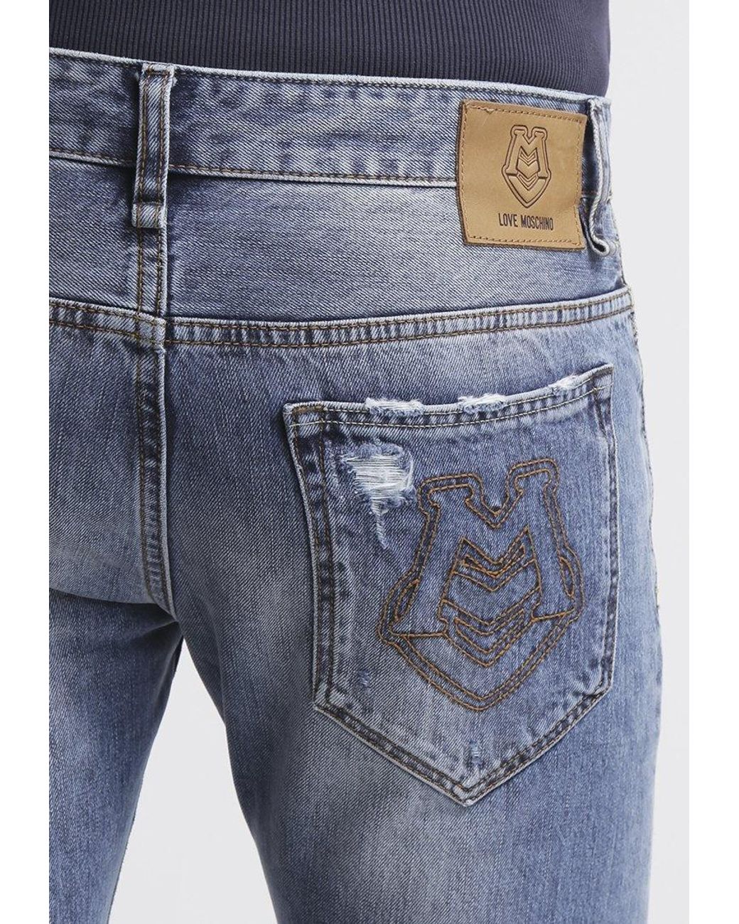 Moschino Blue Printed Jeans for men