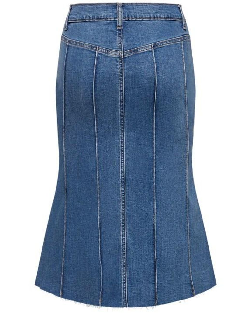 Reformation Blue Juliana Fluted Denim Midi Skirt
