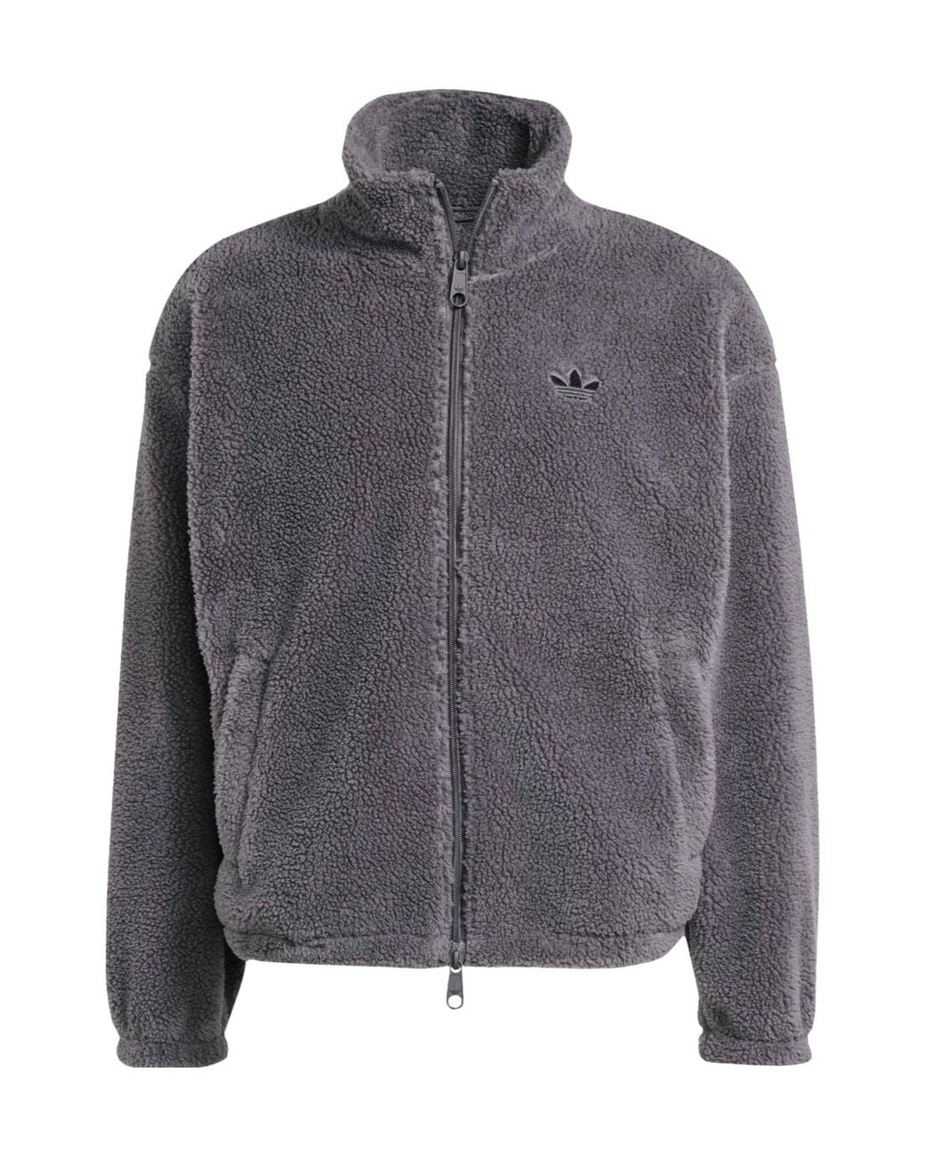 Adidas Originals Gray Sherpa Fleece Stand Collar Jacket