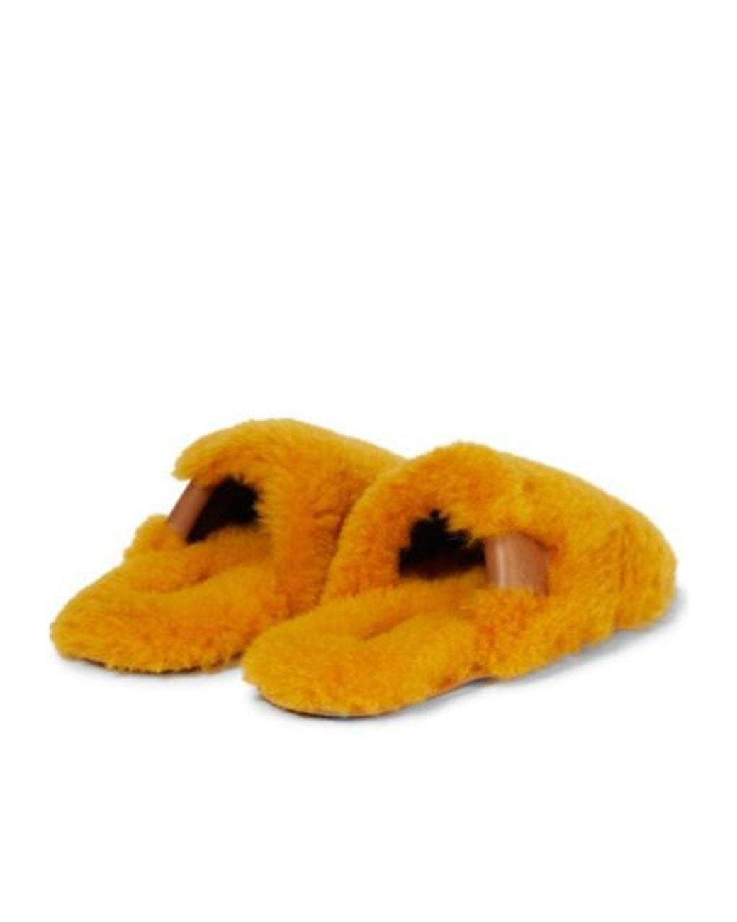 Loewe Orange Logo-Patch Shearling Slippers