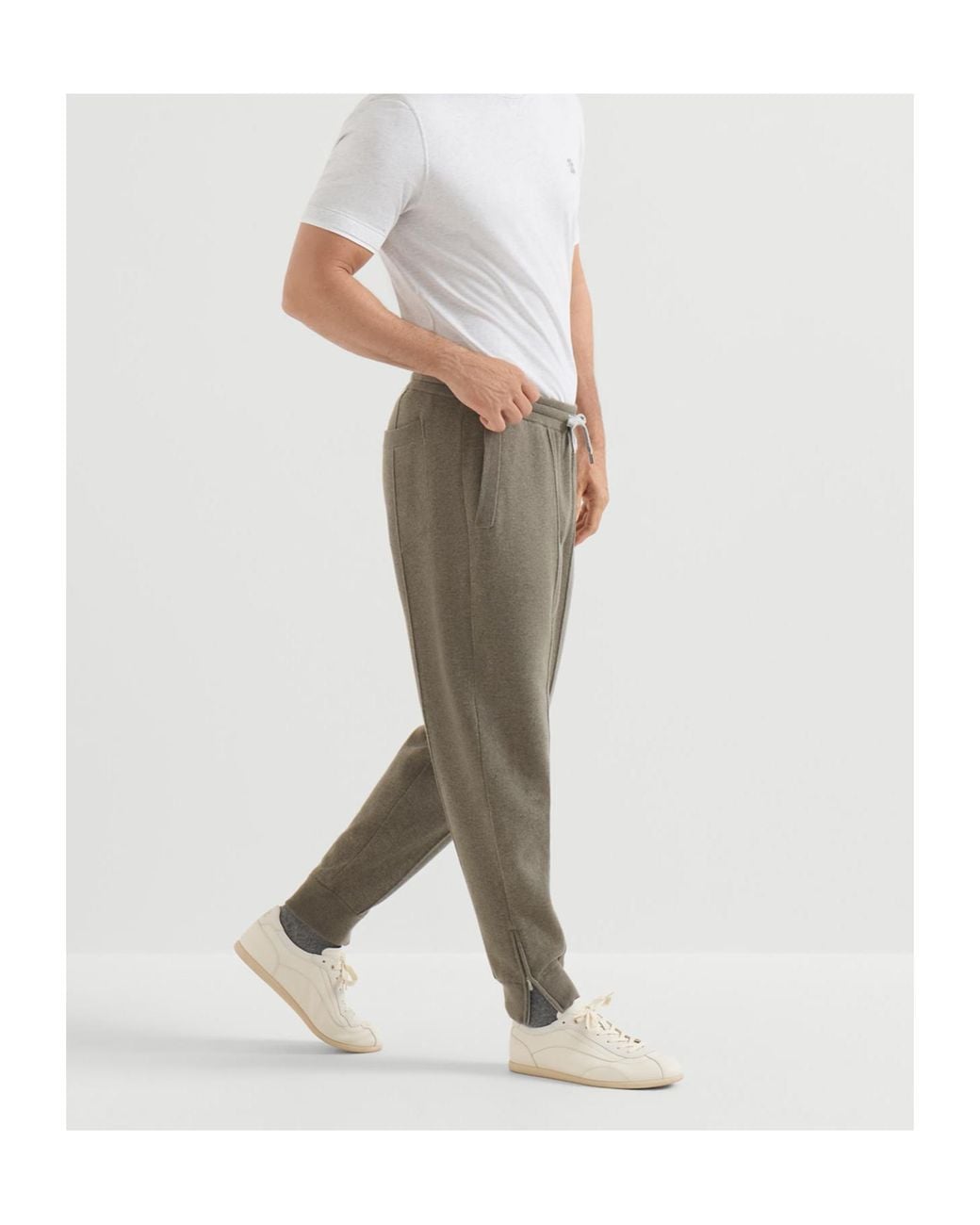 Brunello Cucinelli Gray Drawstring Straight Leg Pants for men