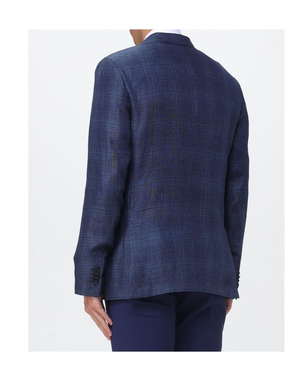 Zegna Blue Check-Pattern Single-Breasted Blazer for men