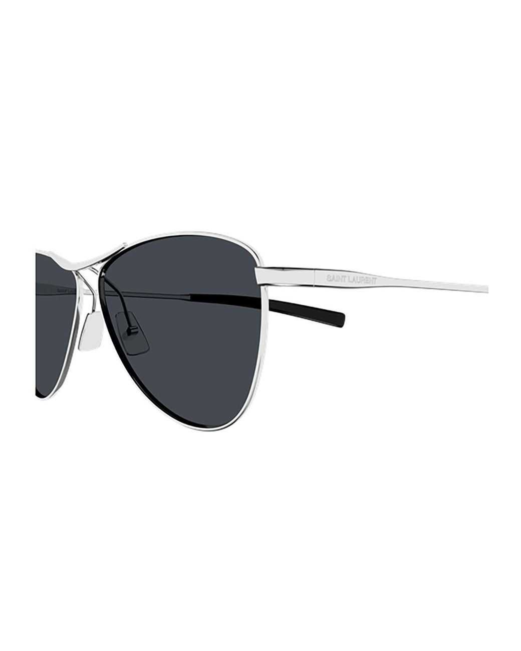 Saint Laurent White Eyewear Vesper Pilot Frame Sunglasses