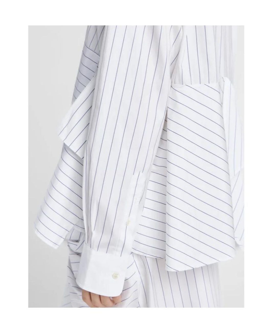 J.W. Anderson White Pinstripe-Print Asymmetric-Hem Shirt