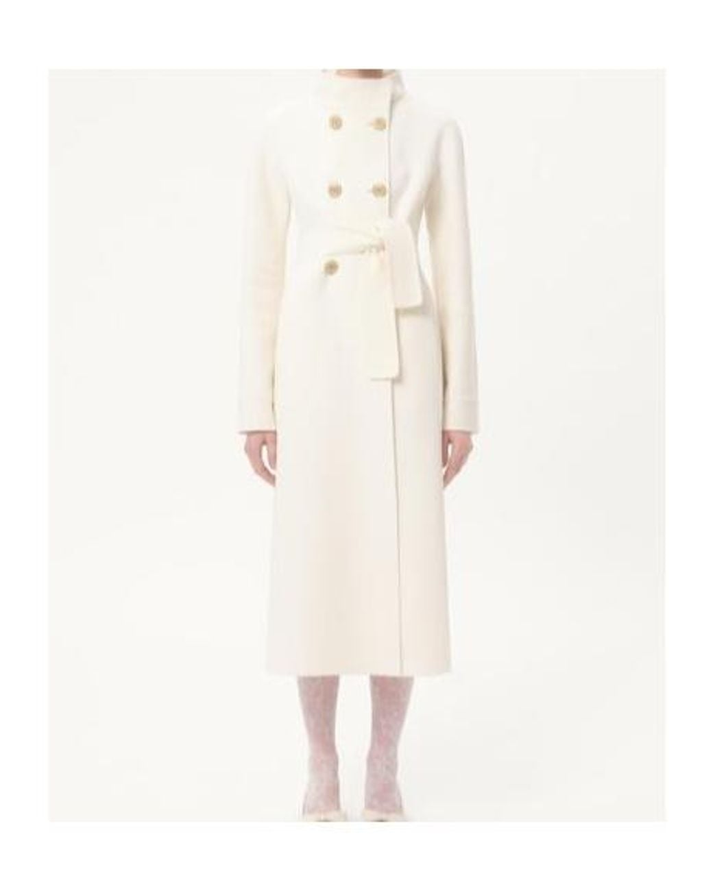Valentino White Double-Breasted High Neck Coat
