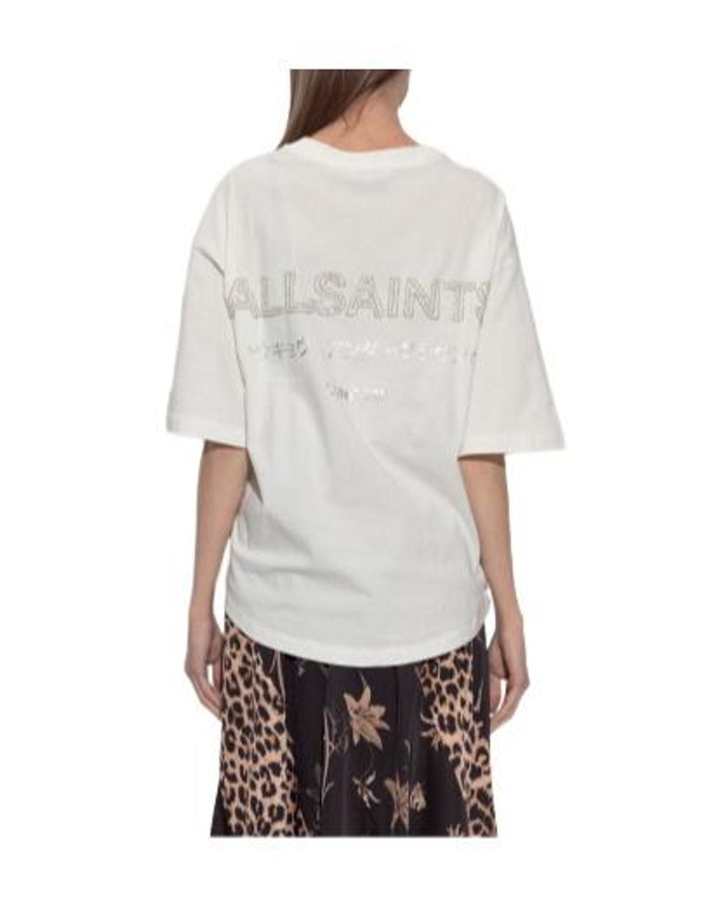 AllSaints White Solid Color Casual T-Shirt