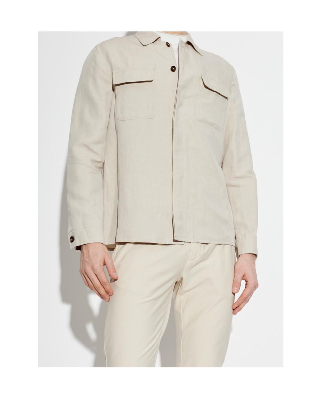Eleventy White Flap-Pocket Shirt Jacket for men