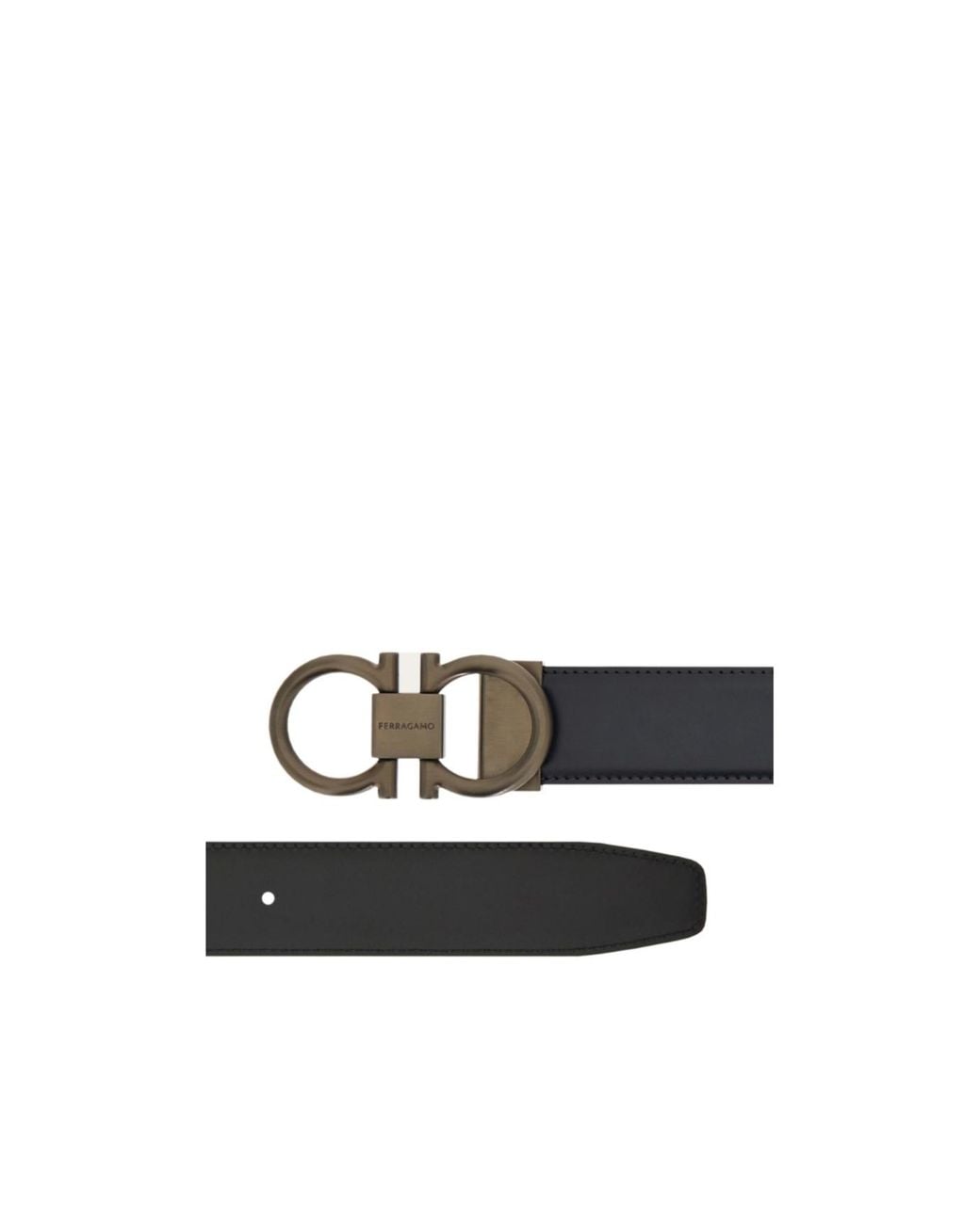 Ferragamo White Ferragamo Adjustable Reversible Gancini Belt for men