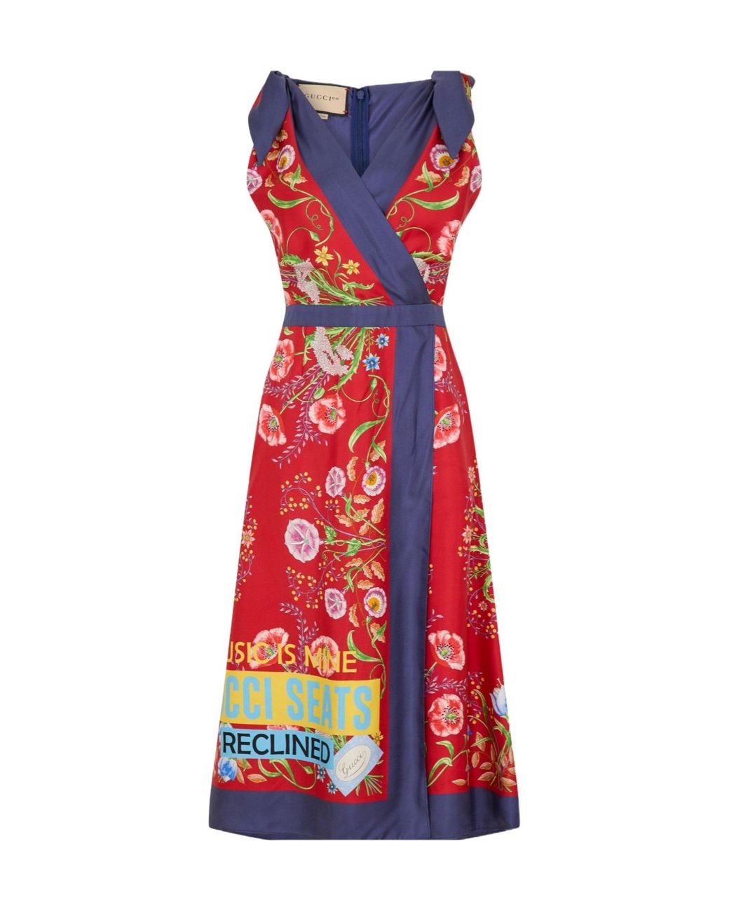 Gucci Red Floralletter Print Wrap Midi Dress