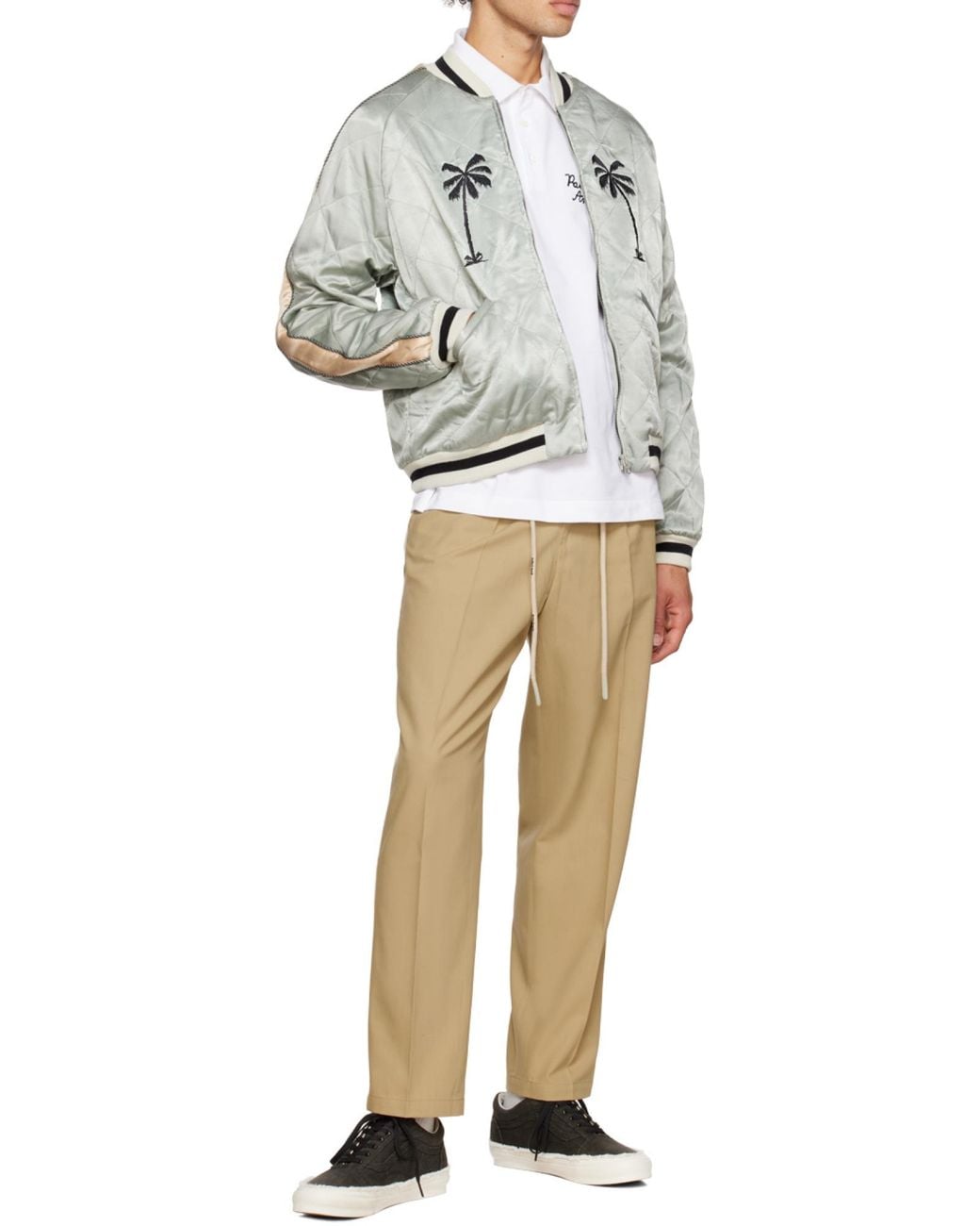 Palm Angels Natural Logo Drawstring Track Pants for men