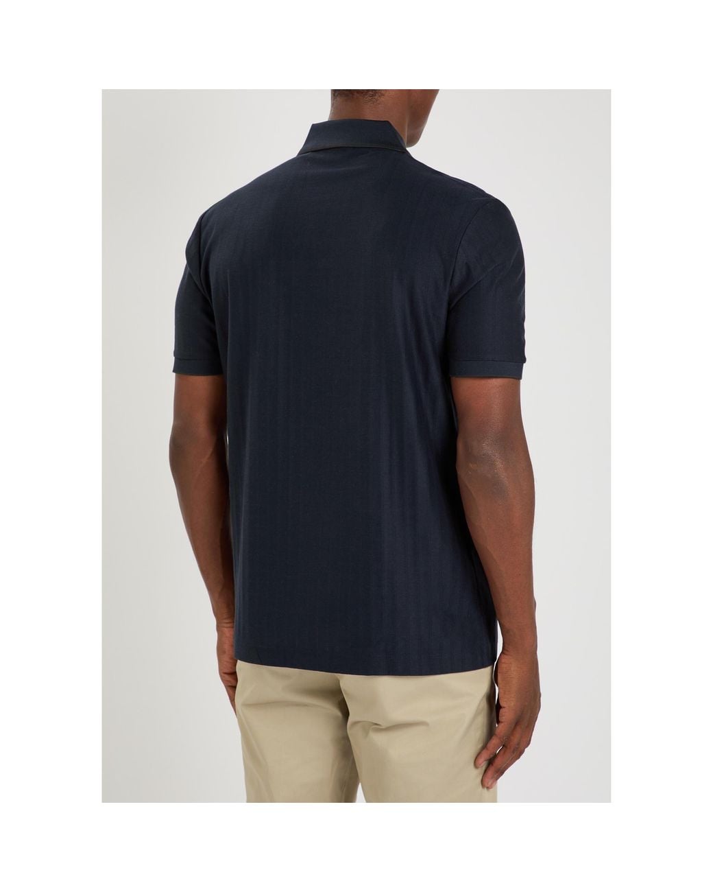 Boss Blue Vertical Stripe Short-Sleeve Polo Shirt for men