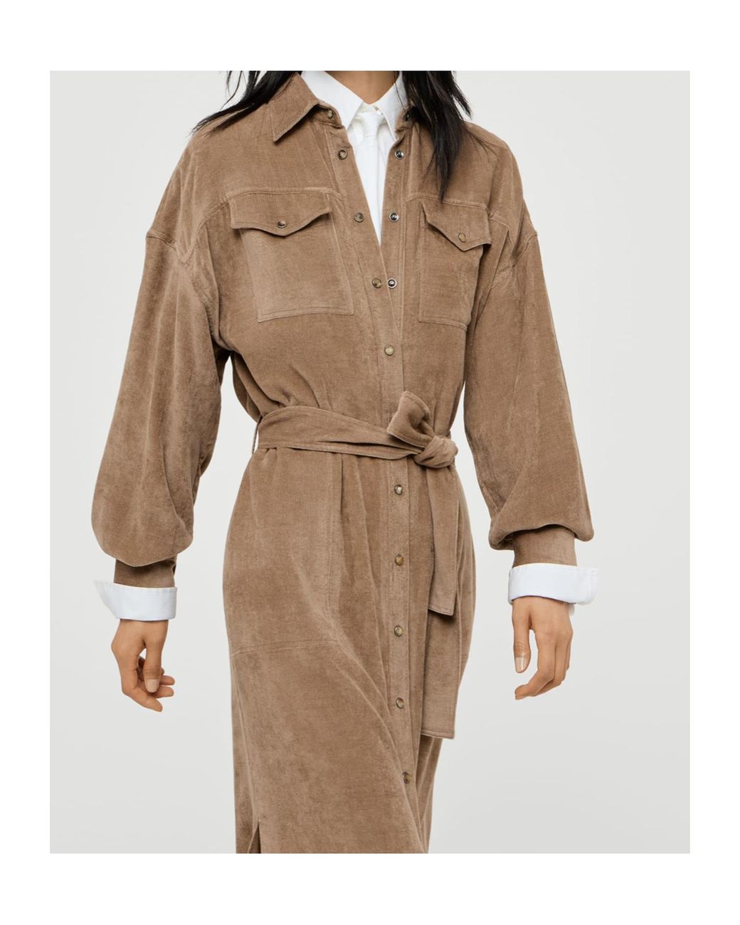 Brunello Cucinelli Natural Fluid Corduroy Shirt Dress
