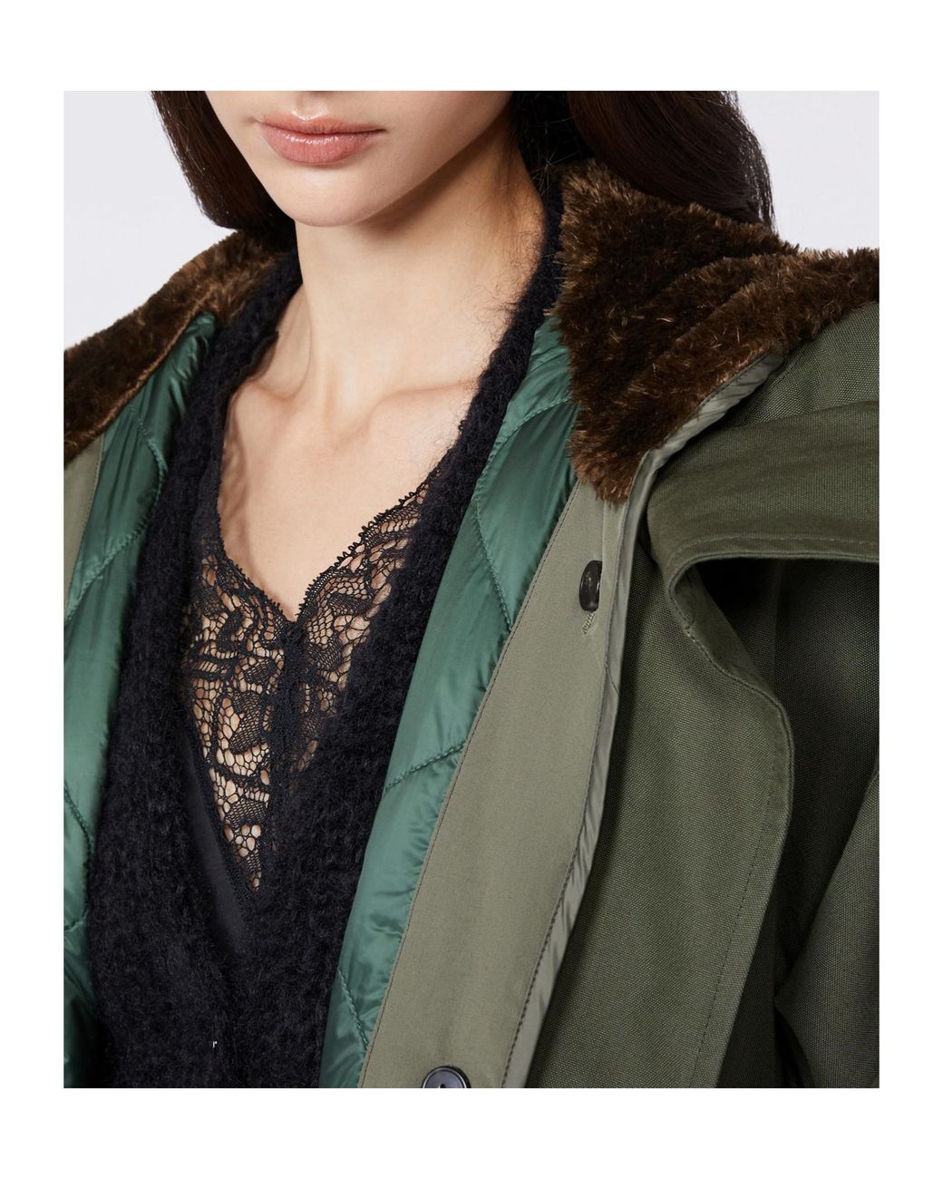 Weekend by Maxmara Green Hooded Button Jacket