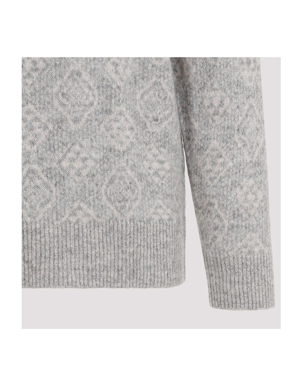 Brunello Cucinelli Gray Patterned Crewneck Jumper for men