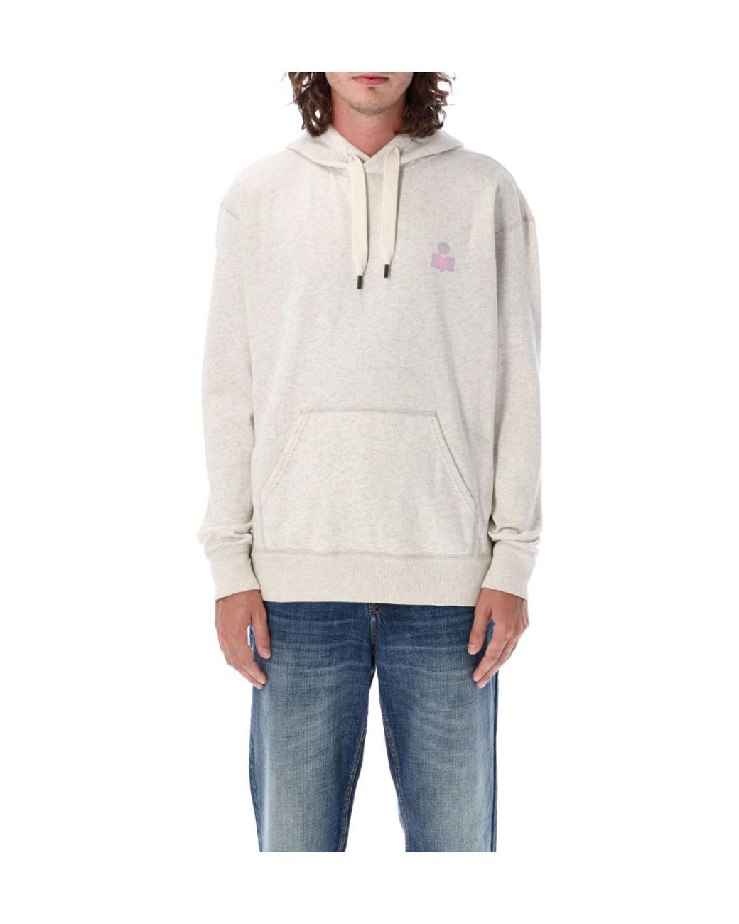 Isabel Marant Gray Malek Logo Printed Drawstring Hoodie for men
