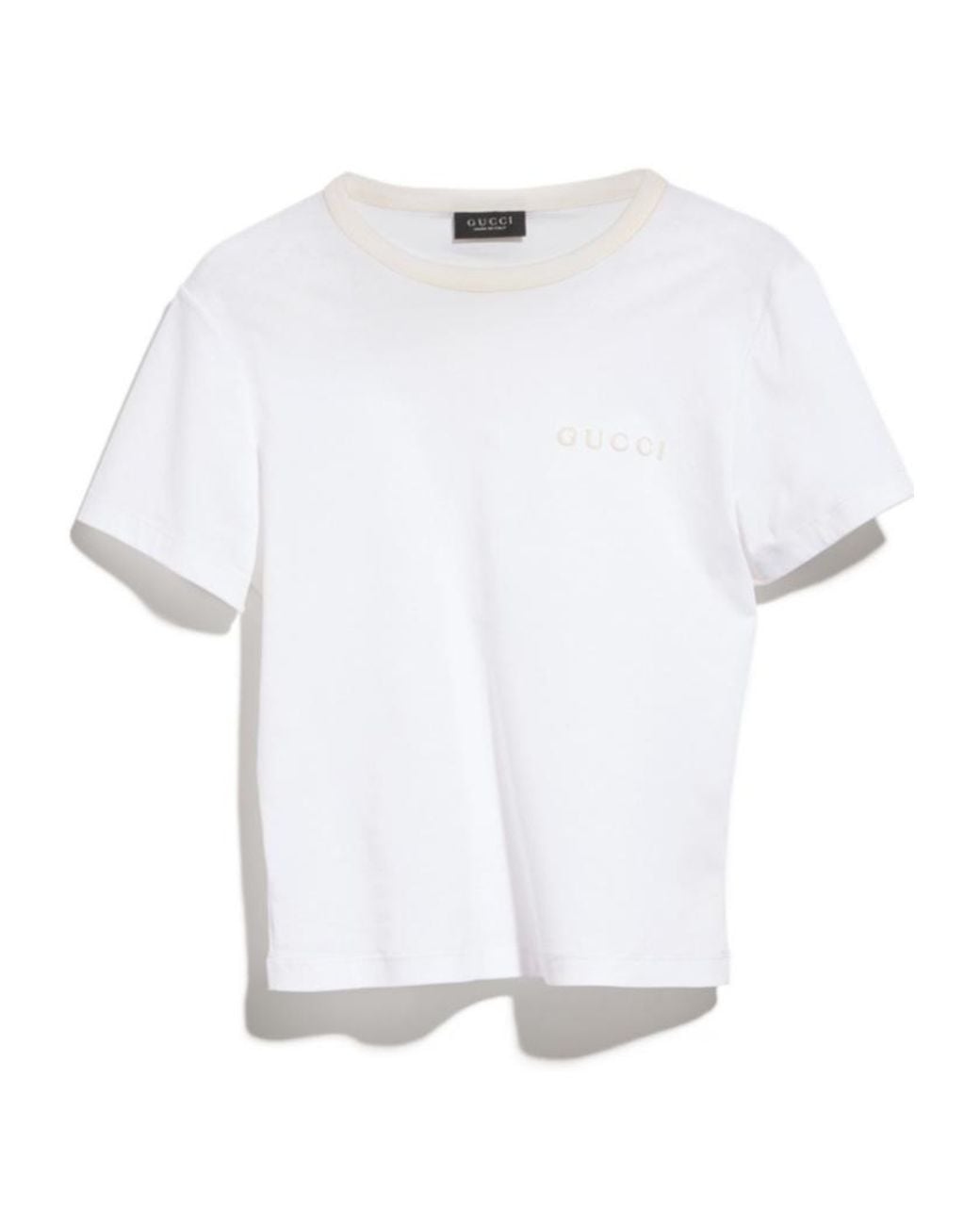 Gucci White Embroidery Jersey T-Shirt