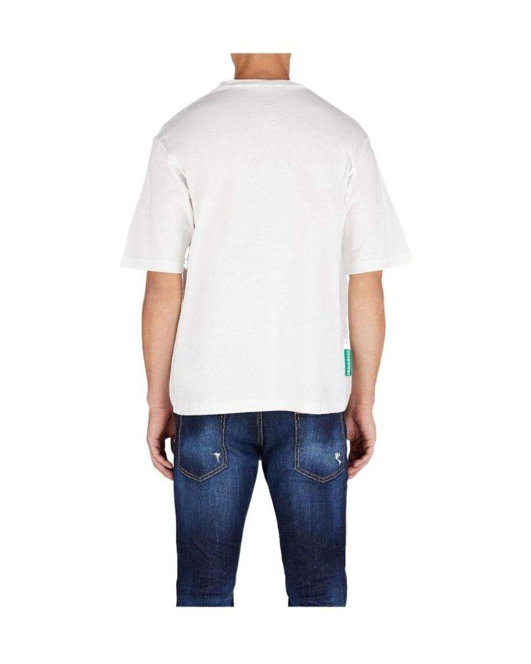 DSquared² Blue Graphic-Print Organic Cotton T-Shirt for men