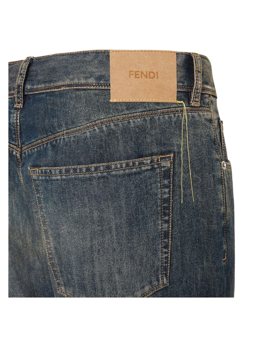 Fendi Blue Faded-Effect Jeans for men