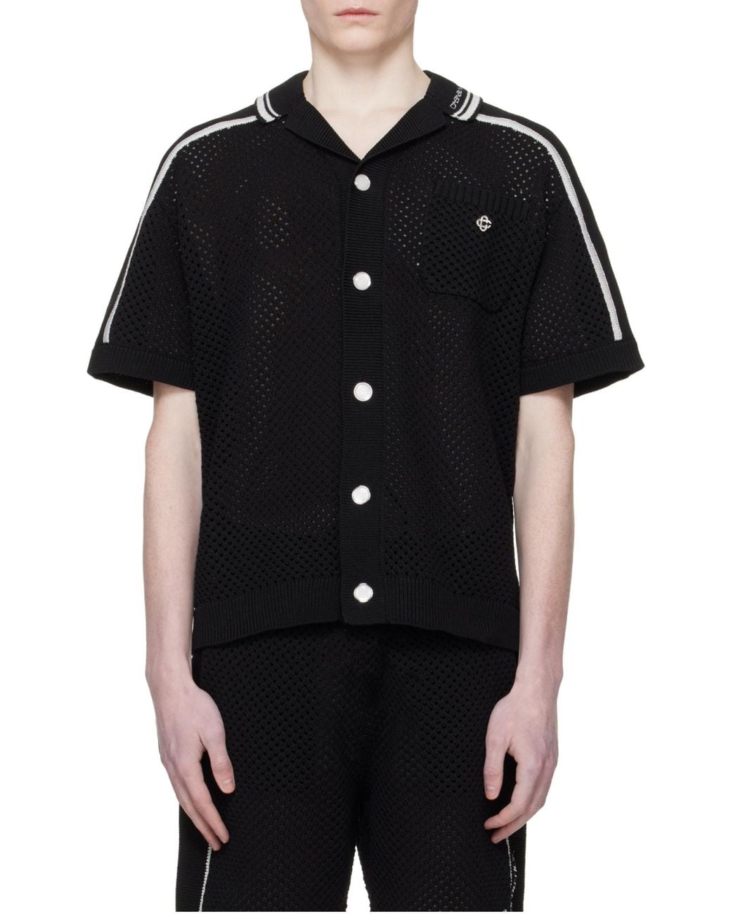 Casablanca Black Mesh Short Sleeved Shirt for men
