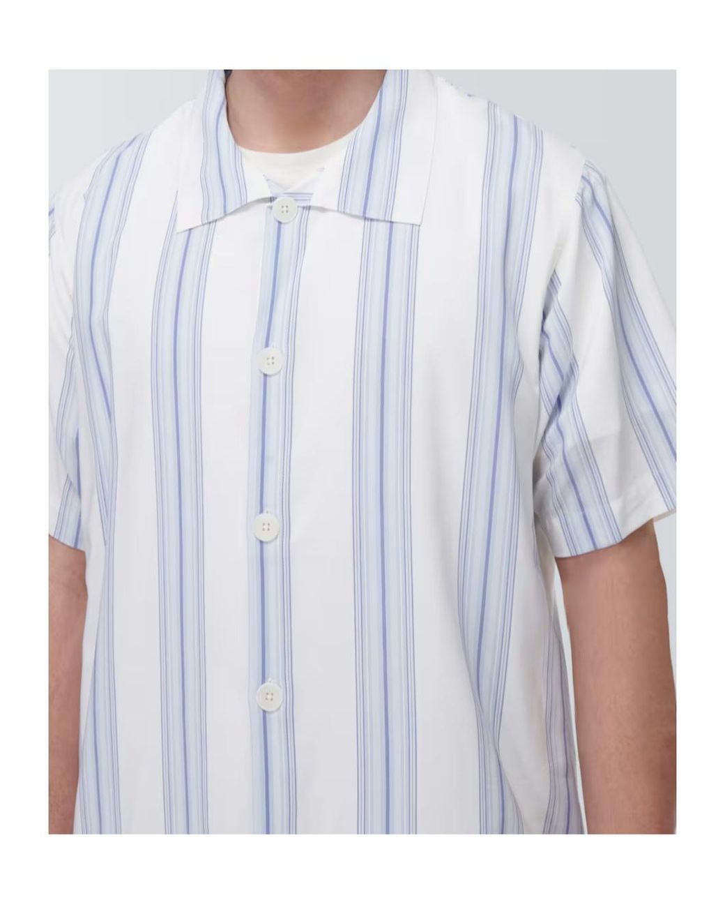 RANRA White Skotta Striped Shirt for men