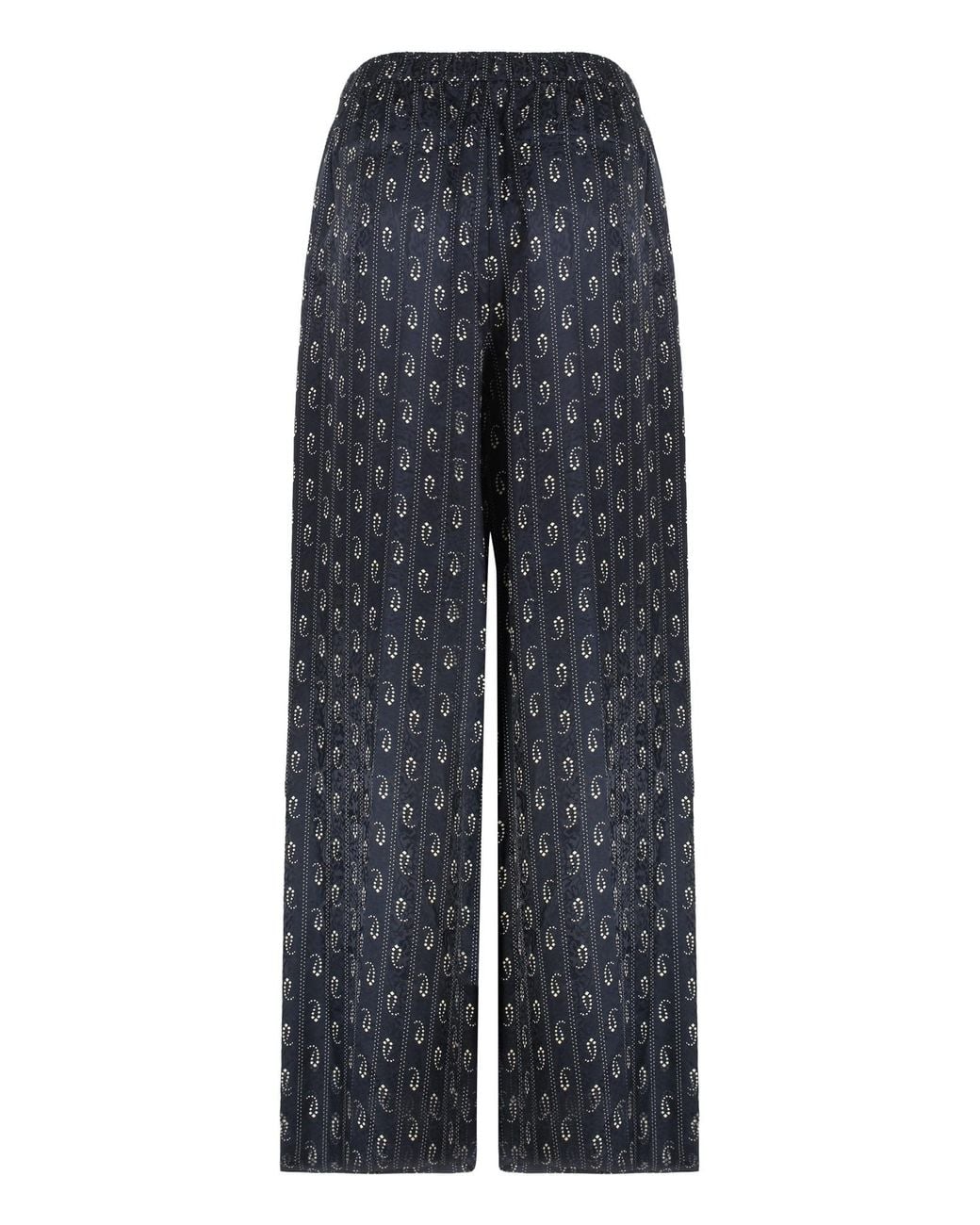 Tory Burch Blue Jacquard Silk Trousers