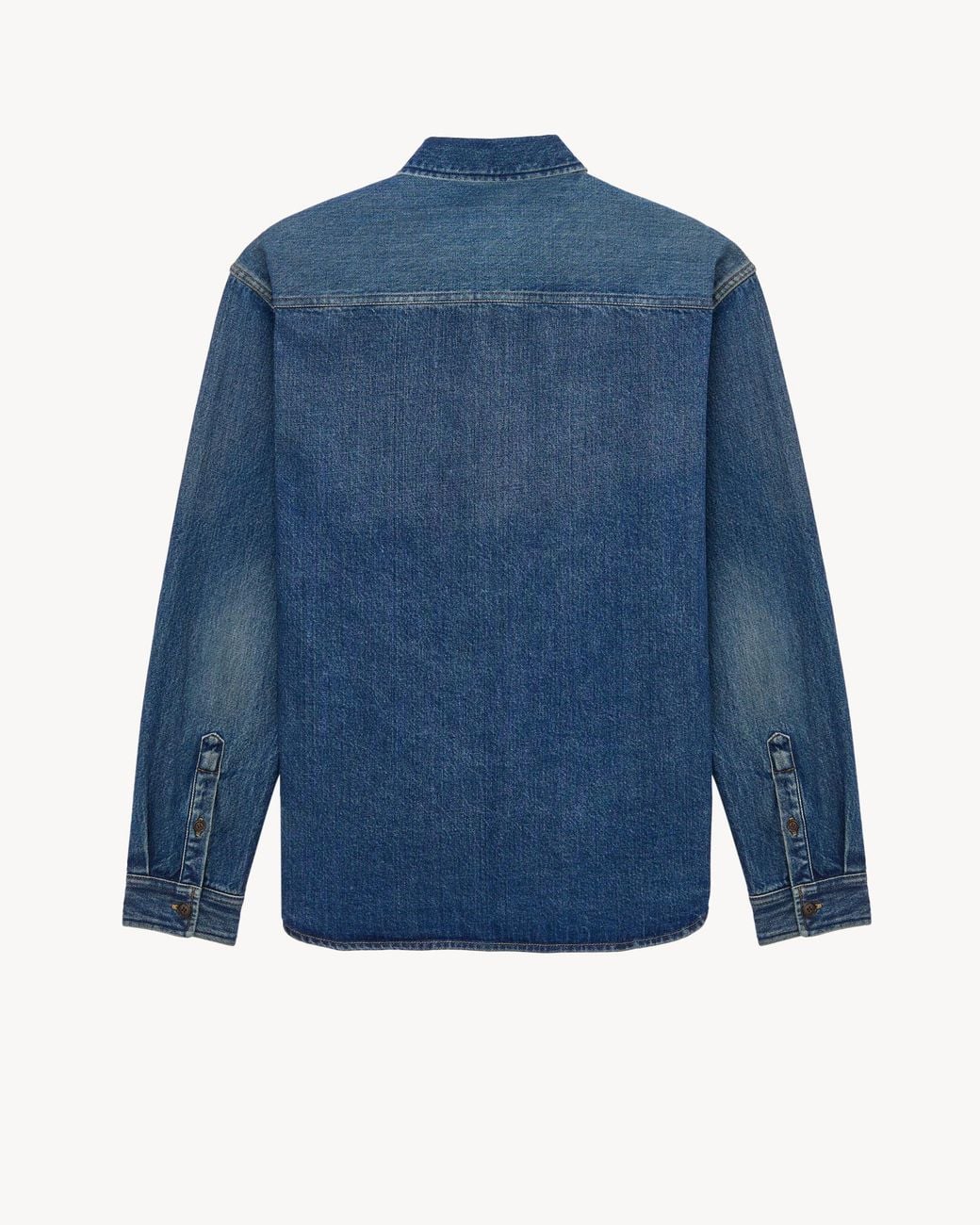 Saint Laurent Blue Cassandre Button-Up Denim Shirt for men