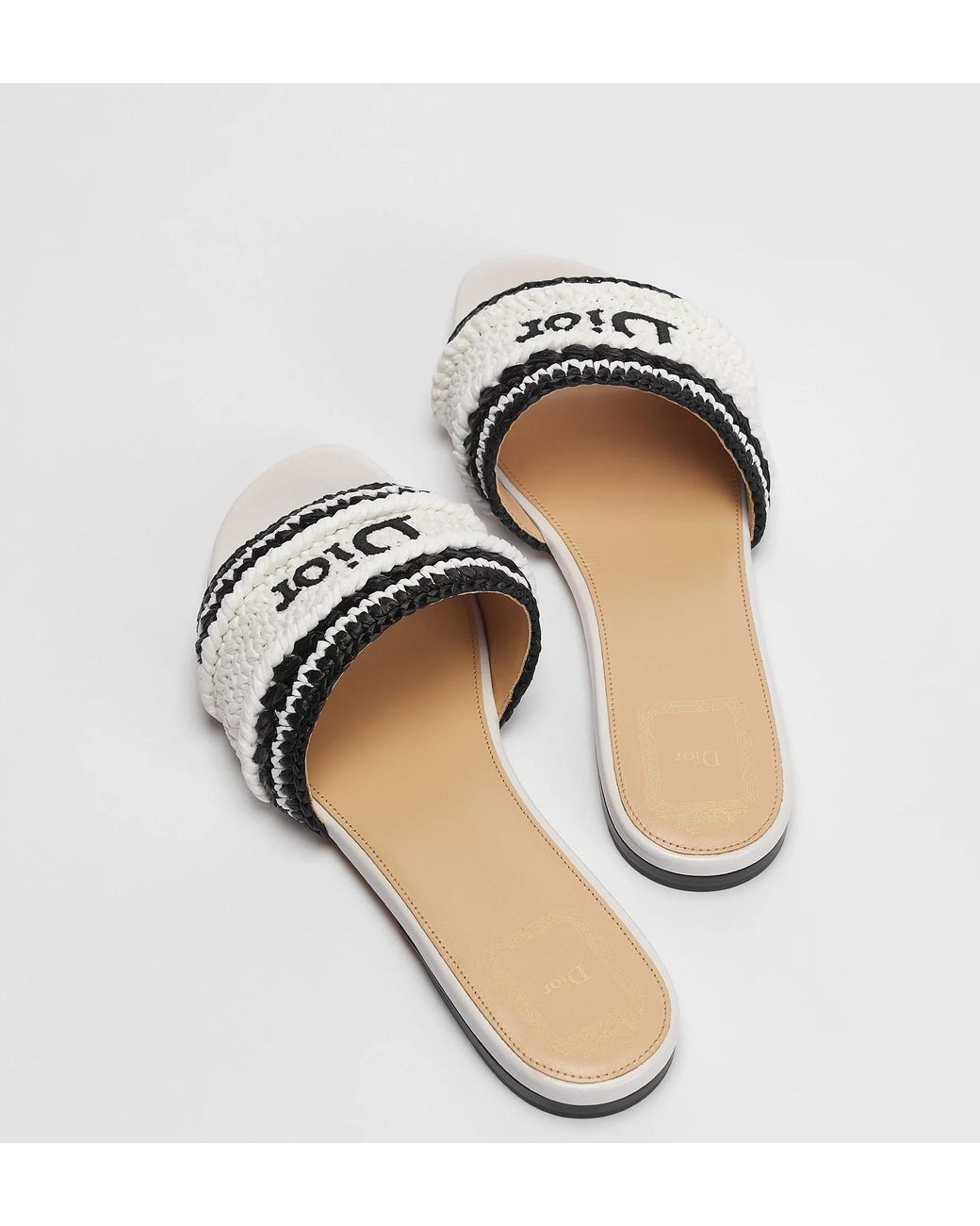 Dior White Iviera Woven Slide