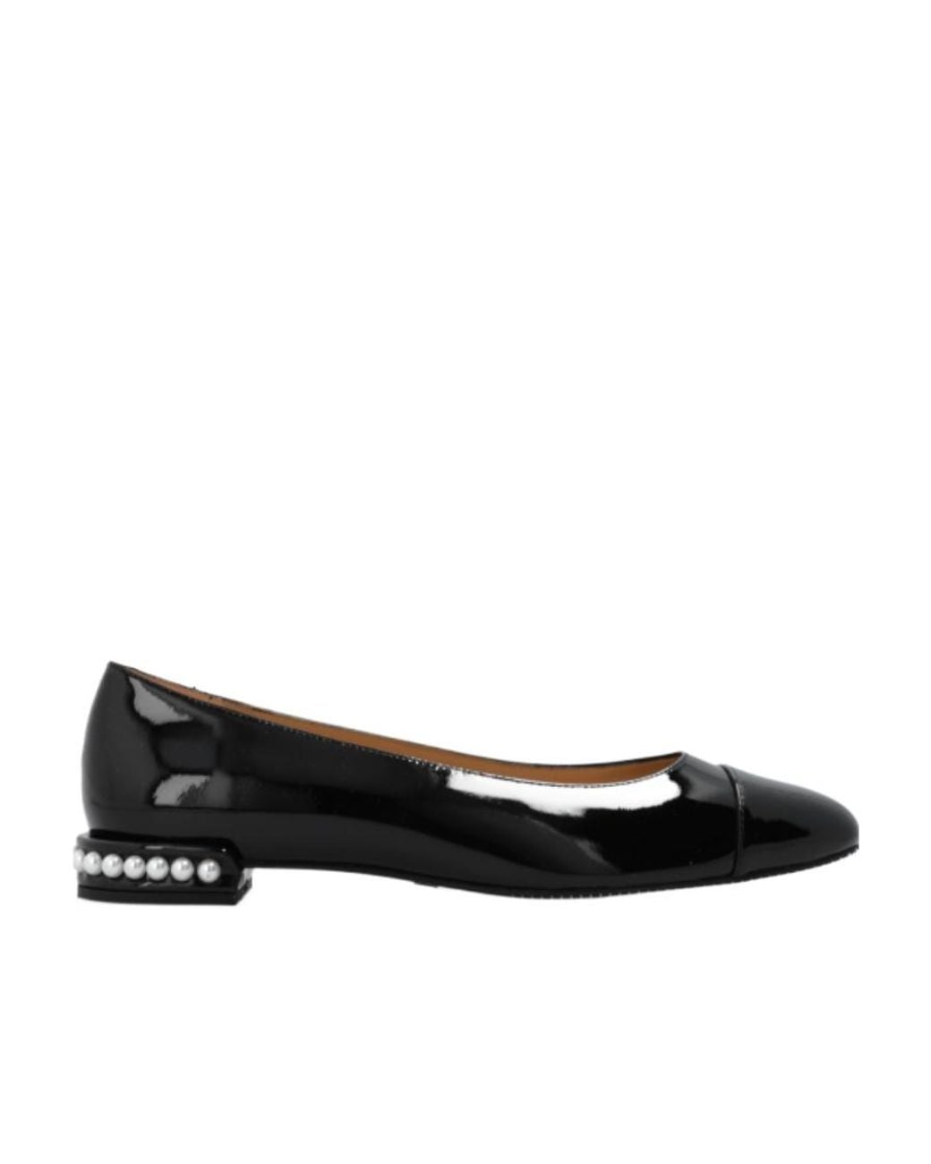 Stuart Weitzman Black Pearl Embellished Flat Shoes