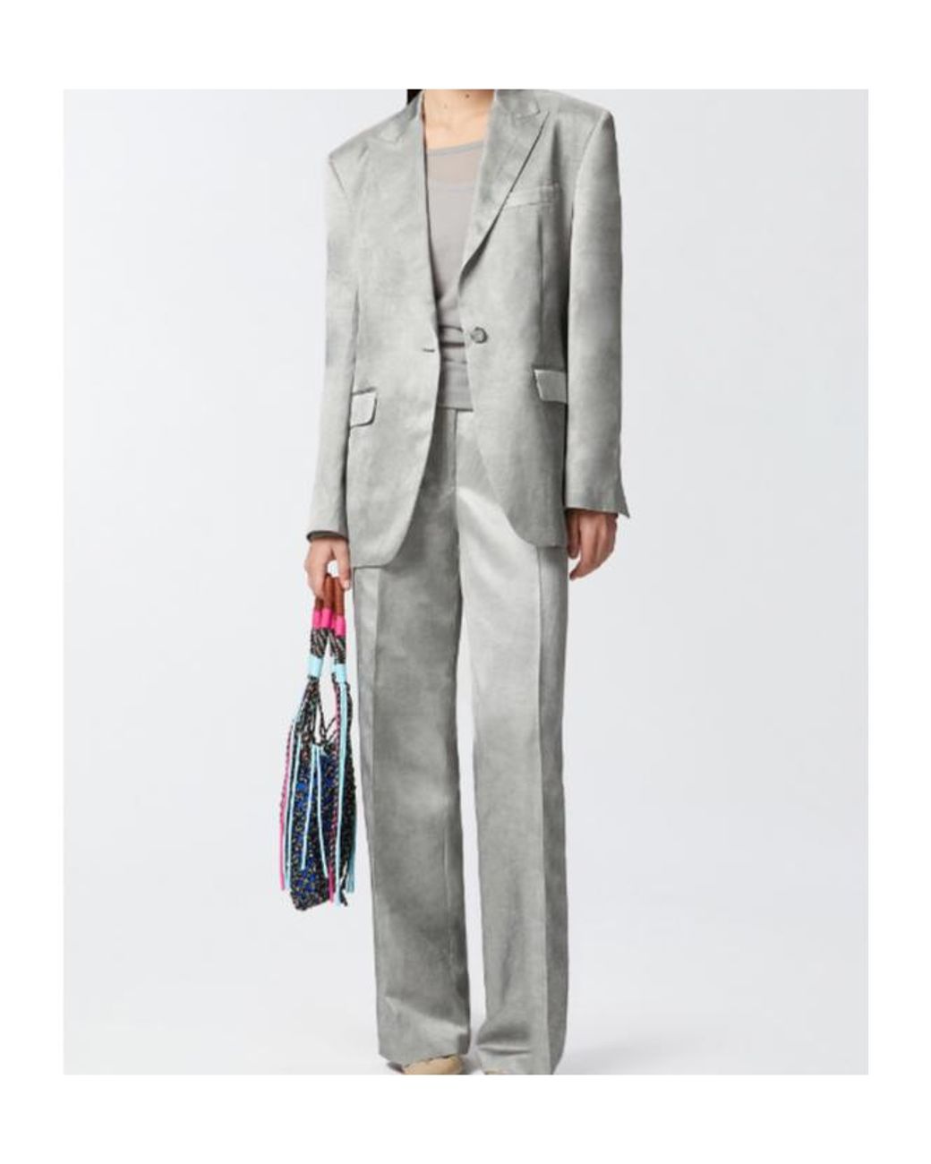 Pinko Gray Boat-Neck Long-Sleeved Gauze T-Shirt